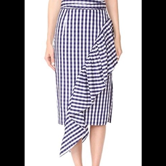 Milly Cascade side ruffle tie midi skirt - Picture 3 of 7